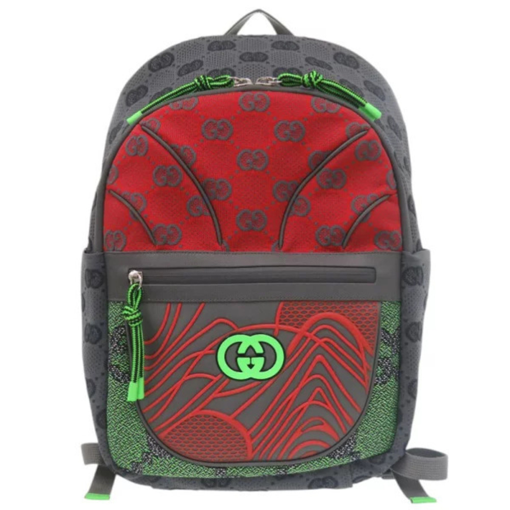 Gucci Gray Red Green Backpack Daypack